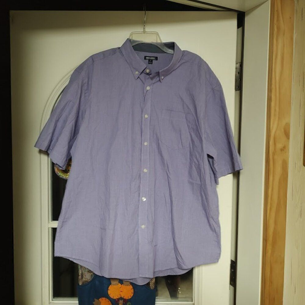 New Mix & NY Purple Short Sleeve Button Down Shirt Size Men's XL